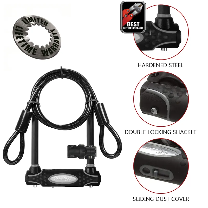 Master Lock Sold Secure Gold D-Lock + Cable 11X21X120cm 8274EURDPRO -2